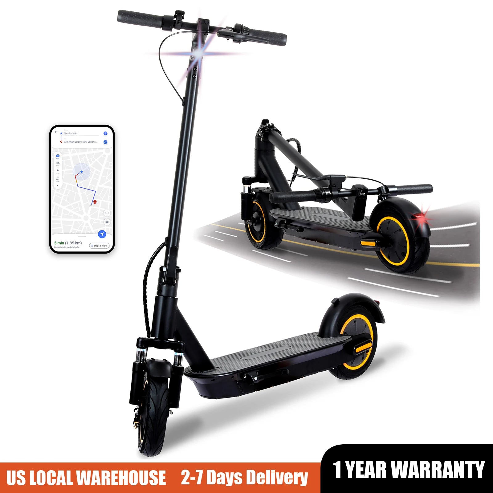 500W Foldable Electric Scooter for Commuting, 10'' Inflatable Tire, 36V 15Ah Battery, Range 35-40Km, APP Support E-Scooter