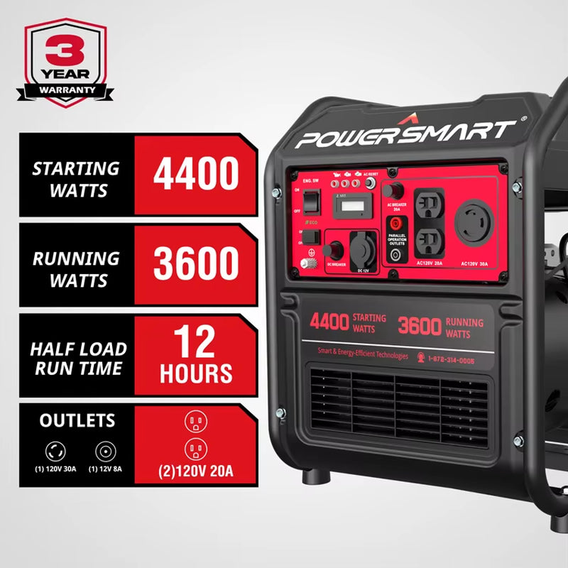 USA in Stock Powersmart 4400W Open Frame Gas Generator for Camping & Home Invertor