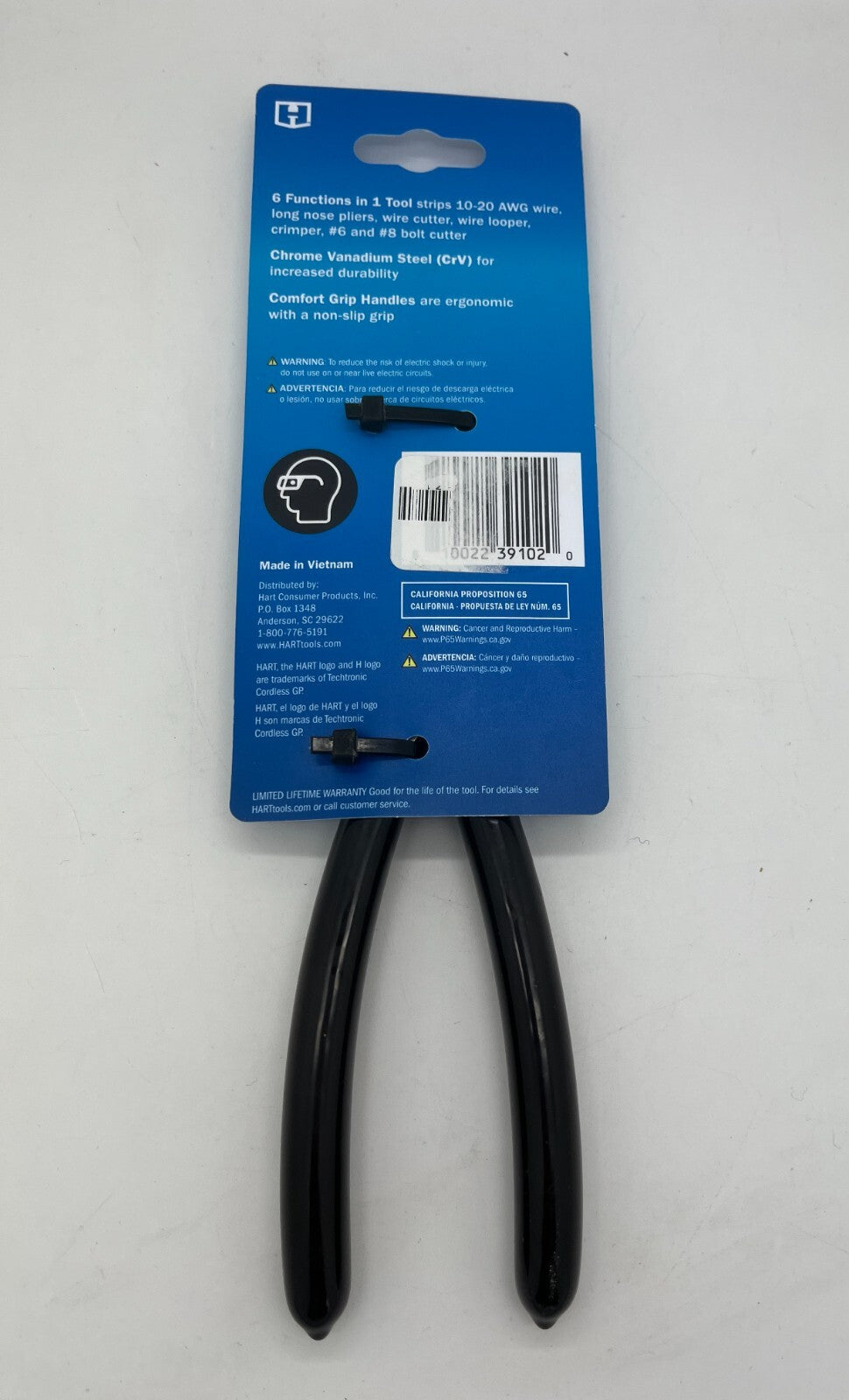 HART 8" 6-IN-1 MULTI-PURPOSE PLIERS Long Nose Wire Striper Cutter Looper 203Mm