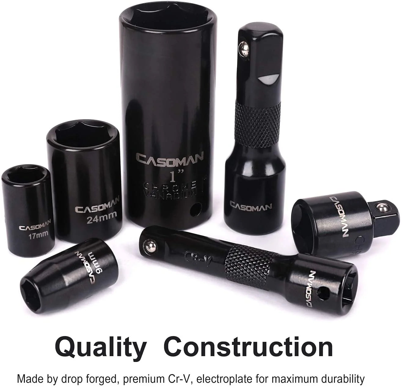 Complete 3/8" and 1/2" Drive Impact Socket Set, Sae/Metric, High Torque, 3/8"- 1-1/4", 8 Mm - 32 Mm, Deep & Shallow, 38-Piece Impact Socket Set