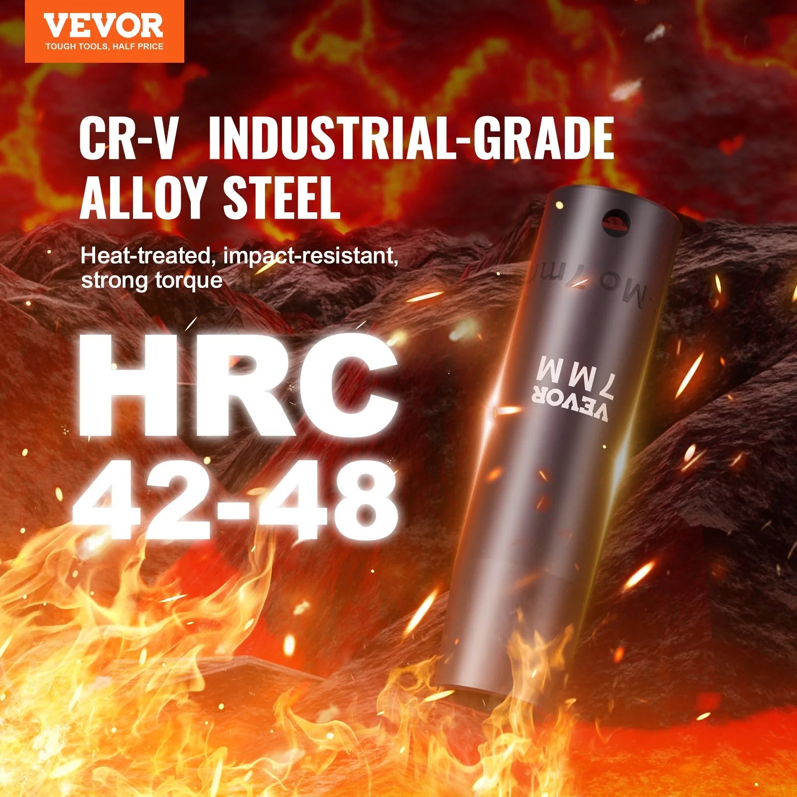 VEVOR 1/2 Drive Impact Socket Set, 23 Piece Socket Set SAE £¨7/16 -1£©& Metric £¨13-24Mm£©6 Point Cr-V Alloy Steel for Auto Repair with Ratchet Handle Rugged Construction Storage Case