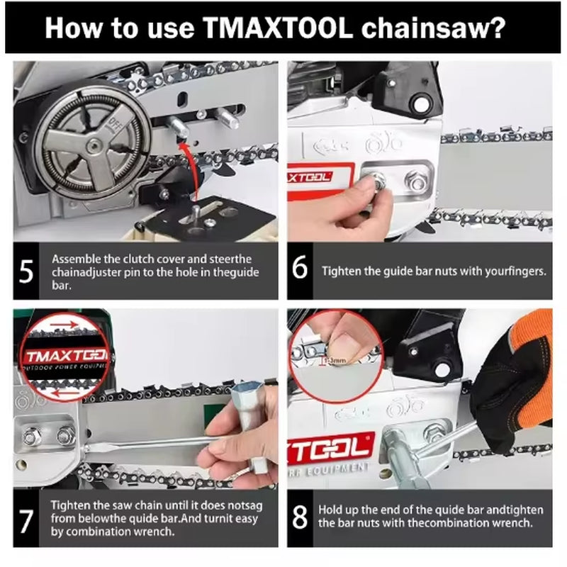 FCJ TMAXTOOL 62Cc Gas Chainsaw 20 Inch Powerful 2-Stroke for Pruning Industrial Grade Electric Tool