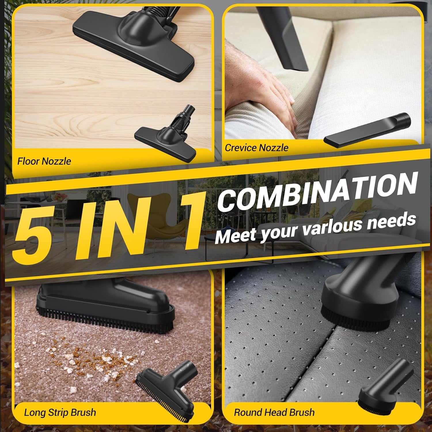 Cordless Vacuum Compatible with 𝗗𝗘-𝗪𝗔𝗟𝗧 20V Max Battery (No Battery), Handheld Battery Powered Vacuum Cleaner for Wood Floor, Carpet, Car Cleaning, 125AW (Tool Only)