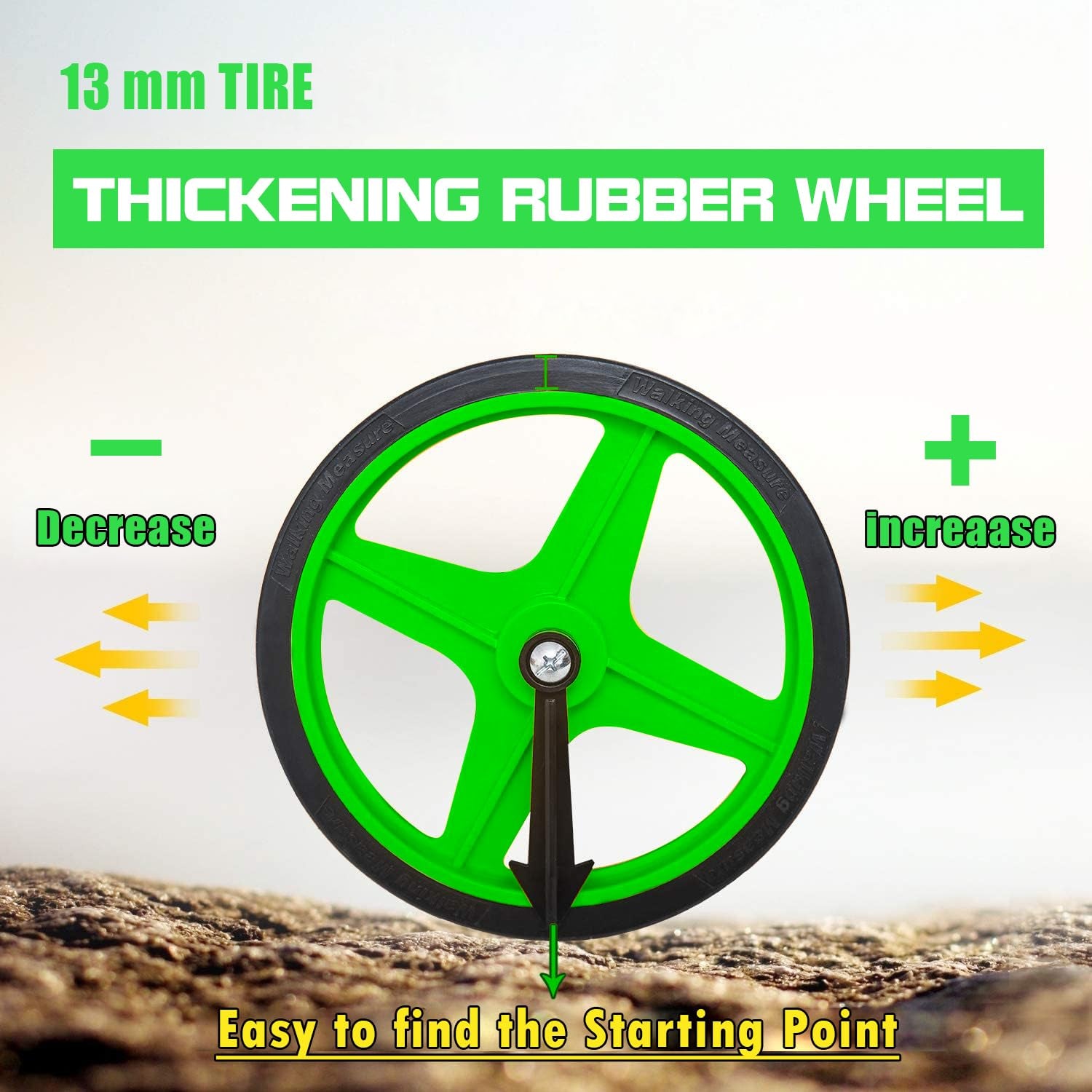 Measuring Wheel, Green 6Inch Measure Wheel, Distance Measuring in Feet and Inches, Rolling Measurement [Up to 10,000Ft], Telescopic/Mechanical/One Key to Reset, Include Carrying Bag.