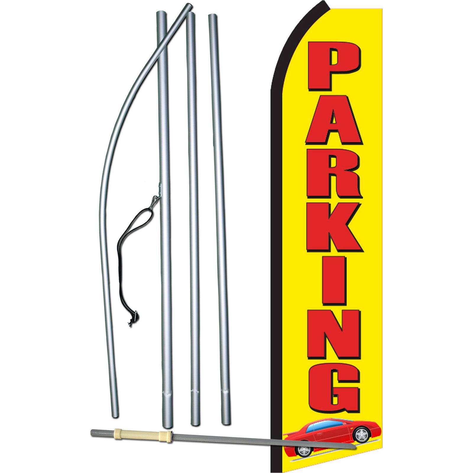 Parking Yellow and Red Swooper Flag Kit