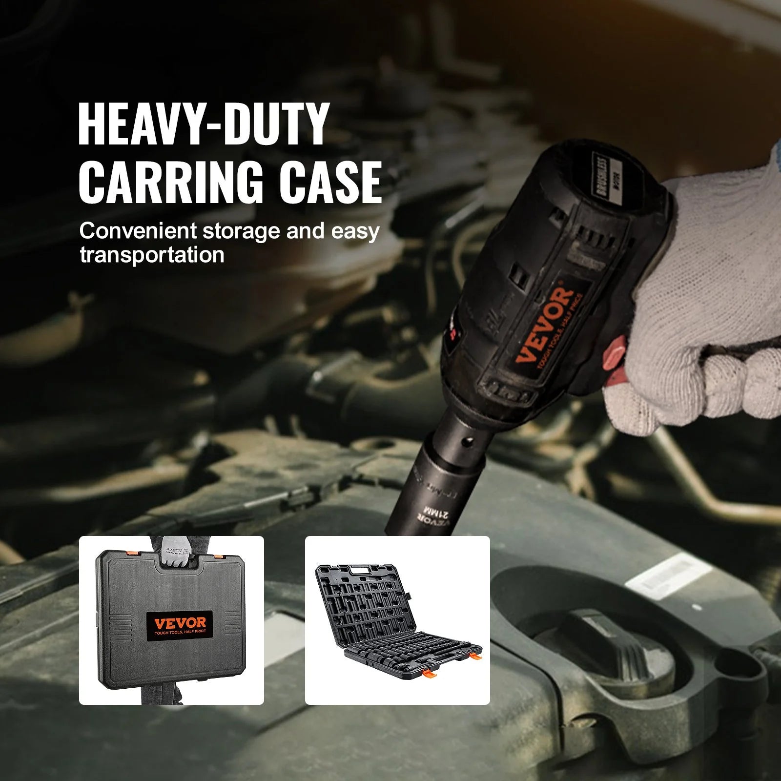 VEVOR 1/2 Drive Impact Socket Set, 23 Piece Socket Set SAE £¨7/16 -1£©& Metric £¨13-24Mm£©6 Point Cr-V Alloy Steel for Auto Repair with Ratchet Handle Rugged Construction Storage Case