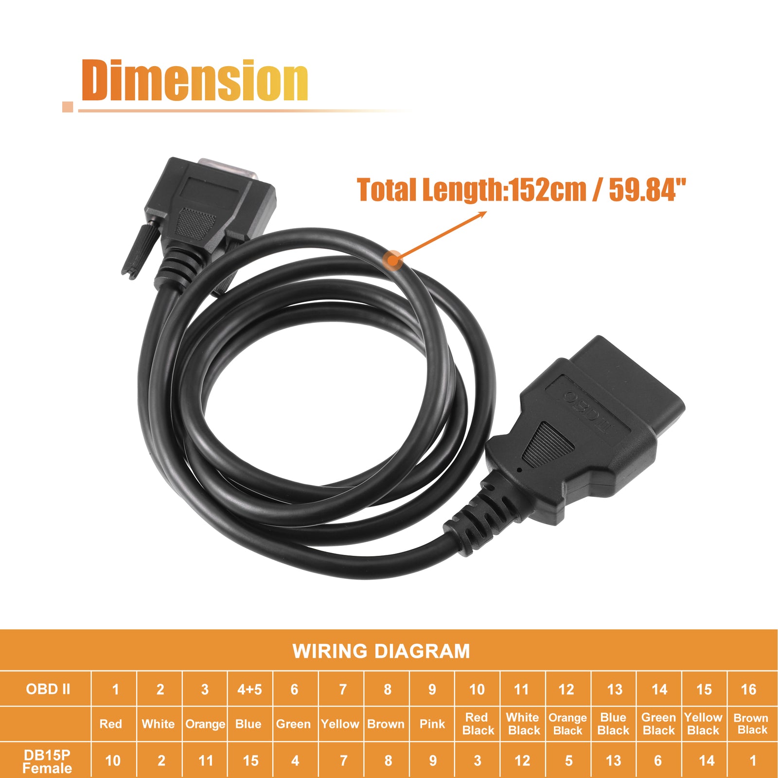 OBDII OBD2 Main Cable Diagnostic Tool Adapter Connector Cable for Launch X431