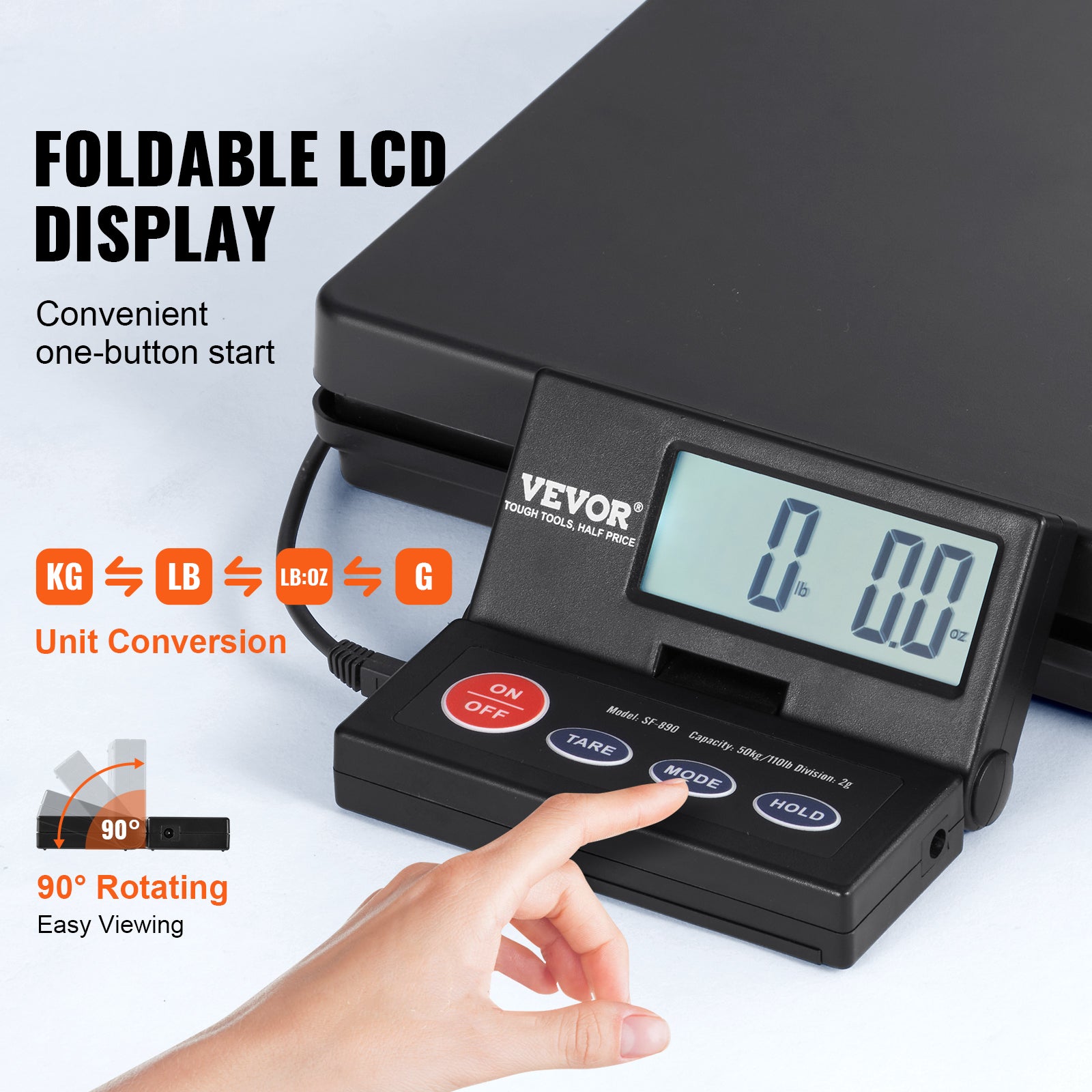 VEVOR Shipping Scale 110 Lbs/440 Lbs Digital Postal Scale AC/DC Package LCD