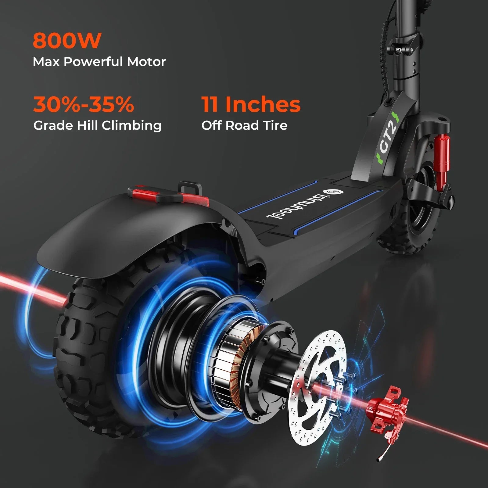 Lsinwheel GT2 Adult Electric Scooter 48V 15Ah Battery 1000W Motor 11" Pneumatic off Road Tire Foldable E-Scooter