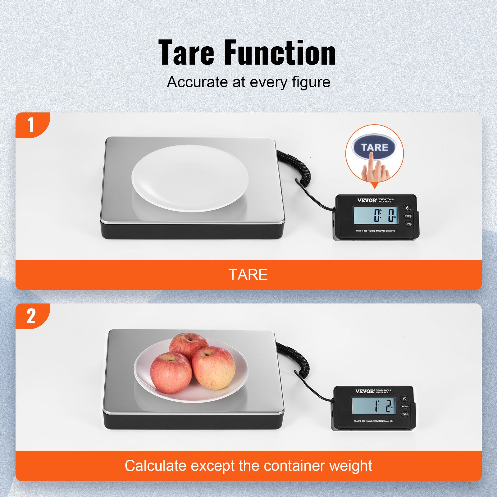 VEVOR Shipping Scale 110 Lbs/440 Lbs Digital Postal Scale AC/DC Package LCD