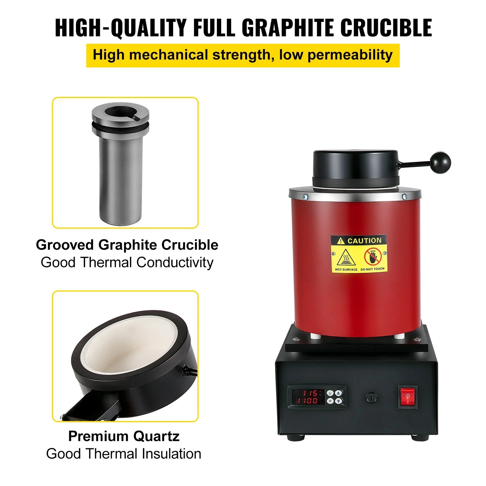 Electric Gold Melting Furnace W/ 1KG & 3KG Graphite Crucible & Ingot Mold