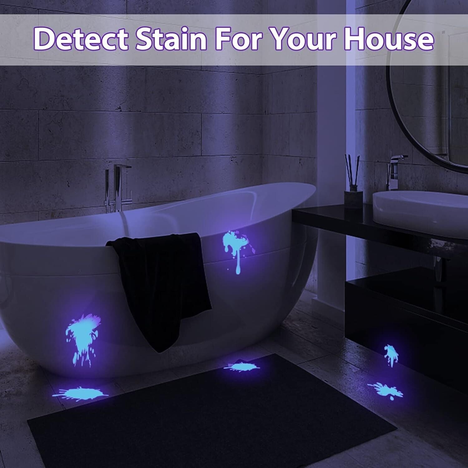 UV Flashlight LED Torch Zoomable Ultra Violet Black White Dual Light Detector
