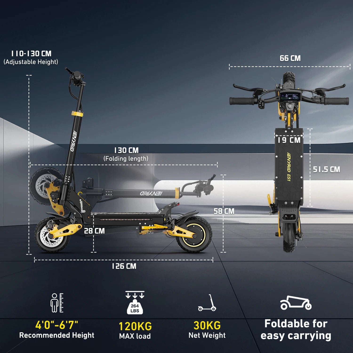 Electric Scooter  IE-ES1 Foldable 2400W Dual Motor 48V20.8Ah Lithium Battery E-Scooter Scooters 10-Inch Tires E-Scooter