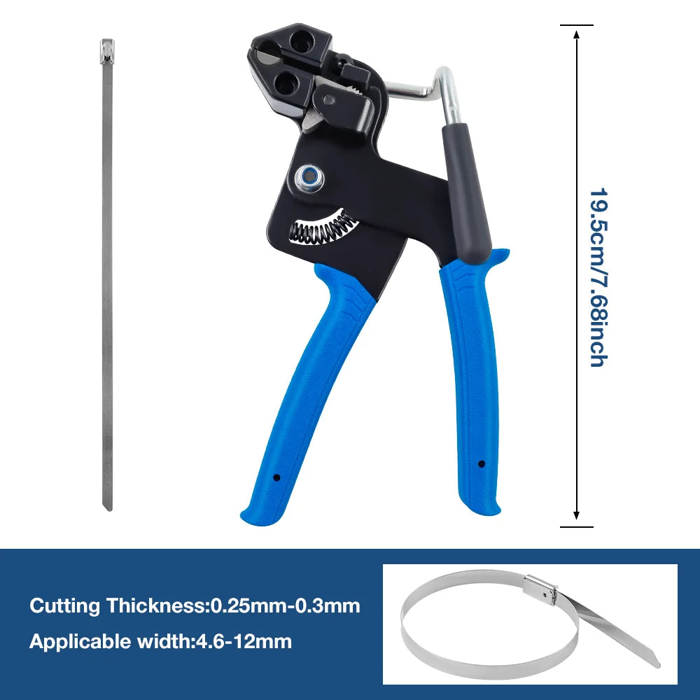 Stainless Steel Cable Tie Pliers, Cable Tie Gun, Self-Locking Cable Tie Cutter, Household Fastening Belt Cutting/Tightening Tool