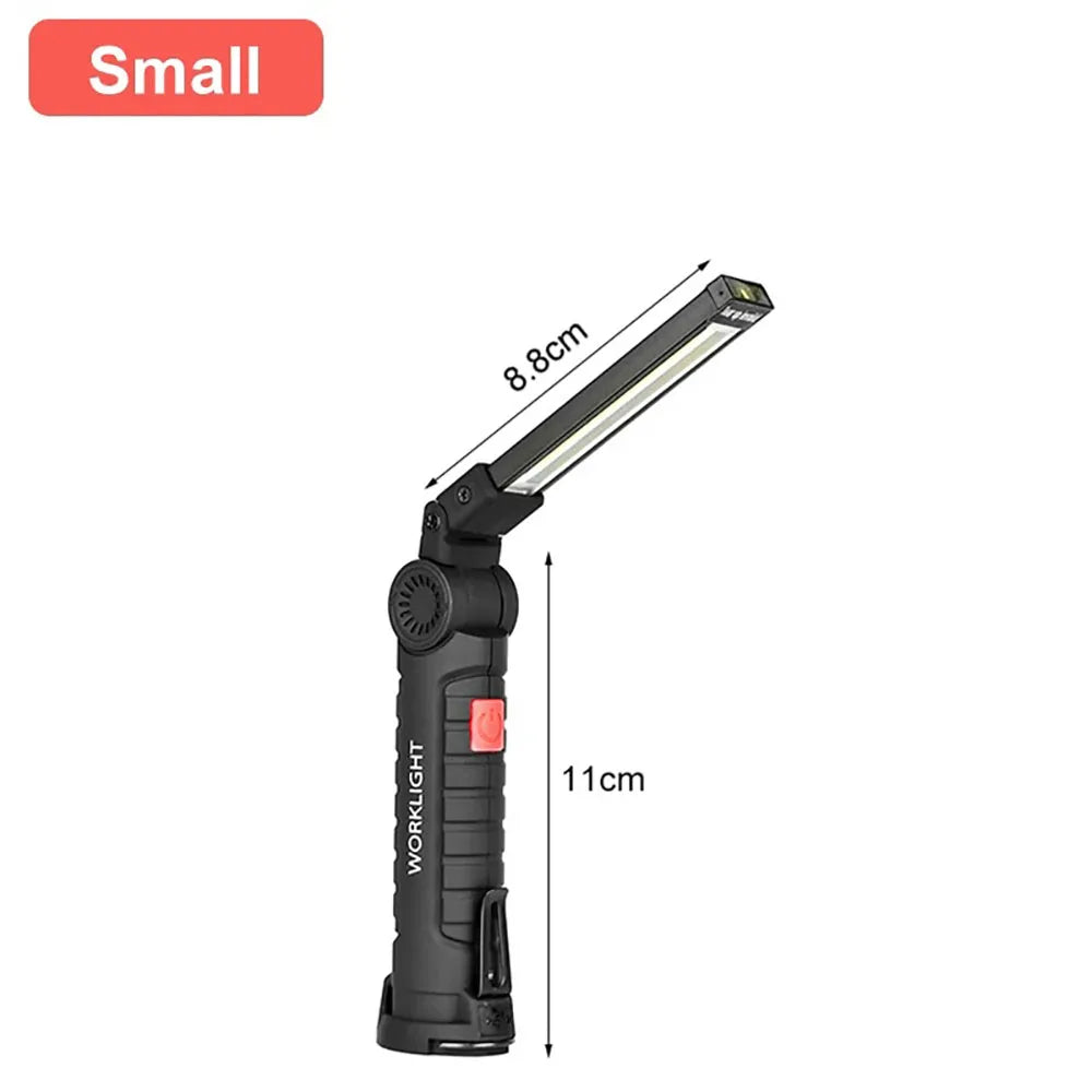 Rechargeable Camping LED Work Light COB Flashlight with Magnet and Hook Waterproof 5 Lighting Modes Suitable for Night Work