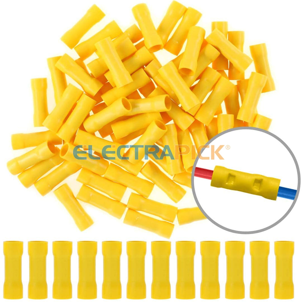 200PCS Insulated Straight Electrical Wire Connectors Butt Splice Crimp Terminals