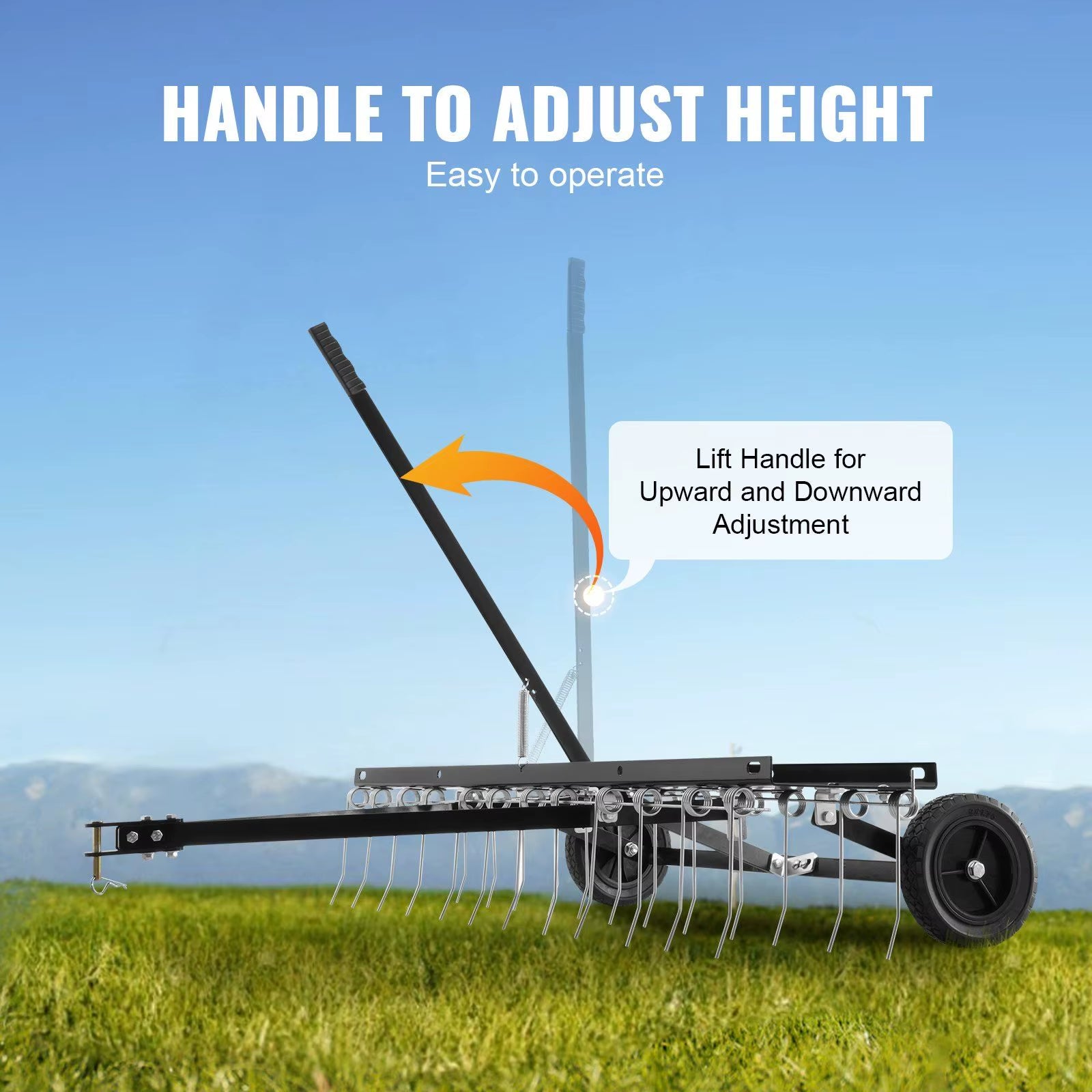 DB Wholesale 48-Inch Tow behind Dethatcher with 24 Spring Steel Tines ATV Mower Lawn Dethatcher Rake Tow