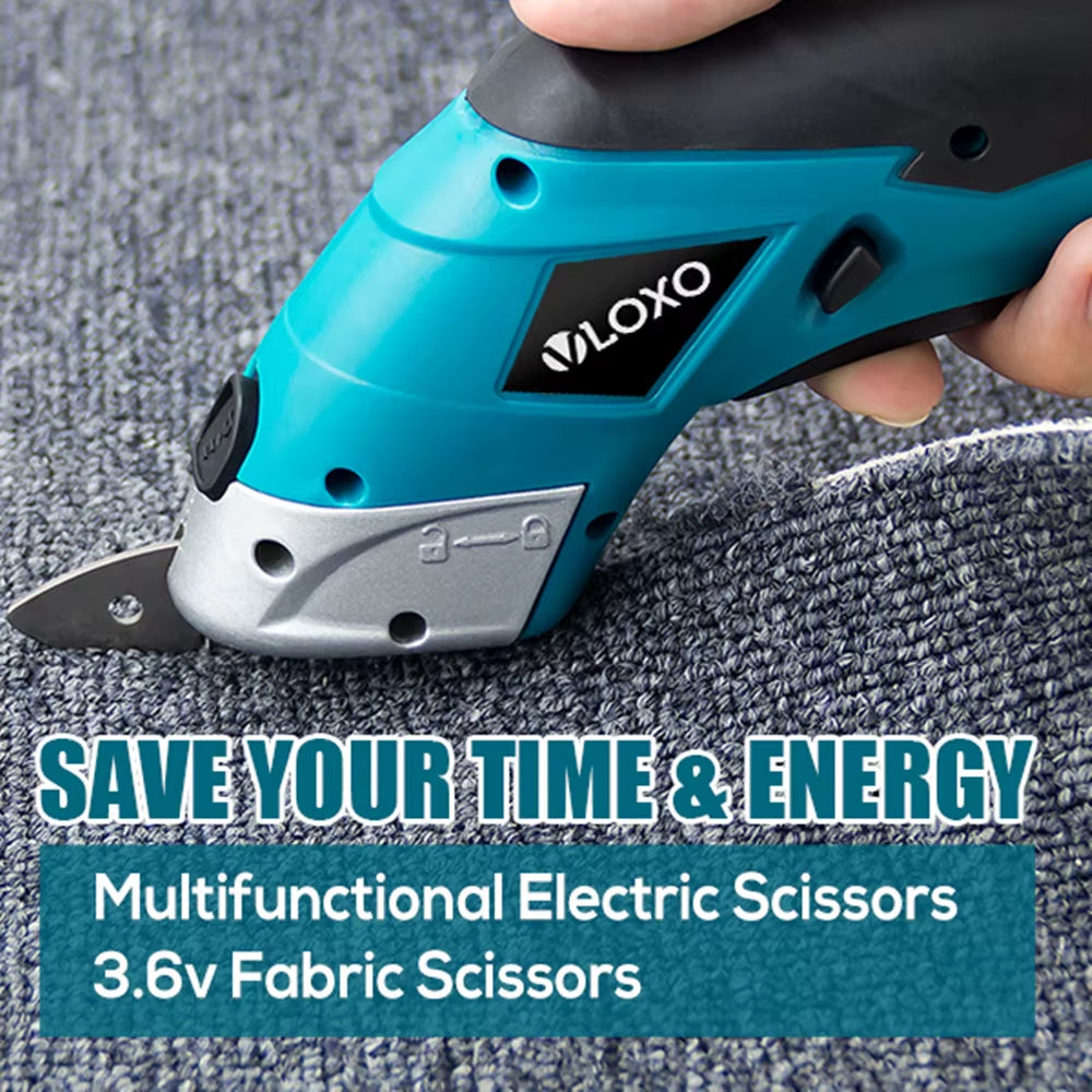 Wireless Rechargeable Electric Scissors Industrial DIY Cordless Sewing Shear Double Blade for Cutting Cloth Carpet PVC Leather