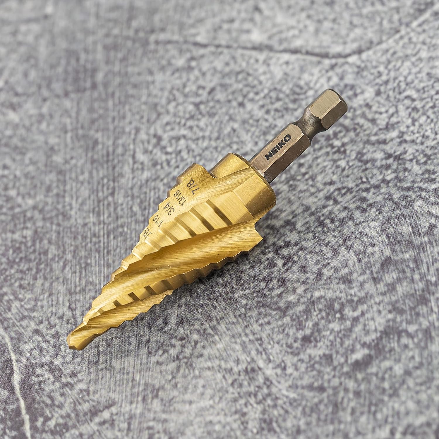 10180A Steel Spiral Quick-Change Step Drill Bit for Metal with 4-Flute Spiral Grooved Design, Nitride-Coated High-Speed Steel Multitool with 12 Sizes in 1 Step Bit, Unibit, Hole Drill Bit