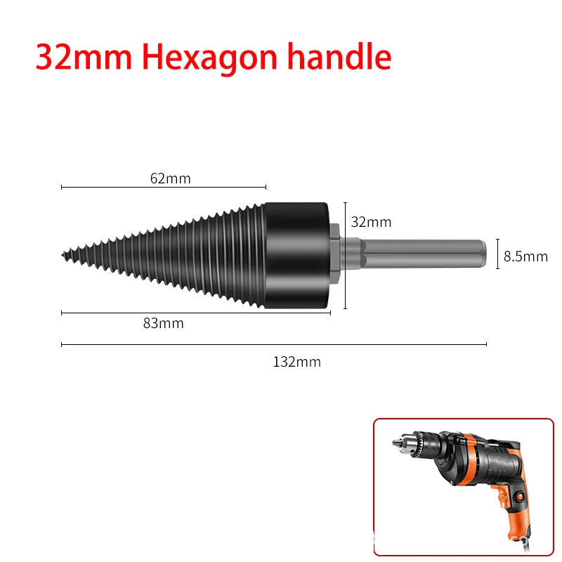 32Mm Wood Drill Bit Splitter Drill Hammer Drill Firewood Splitter Driller Square/Round/Hex Shank Drill Bit Split Drilling Tool