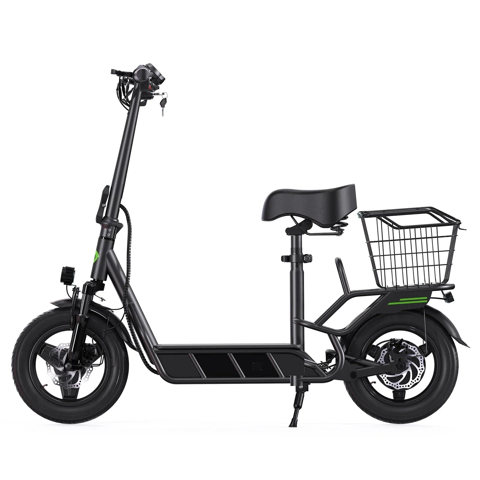 Lsinwheel Hyper X Adult with Seat and Rear Basket Electric Scooter 48V 10Ah Battery 700W Motor 14" Tire Foldable City E-Scooter