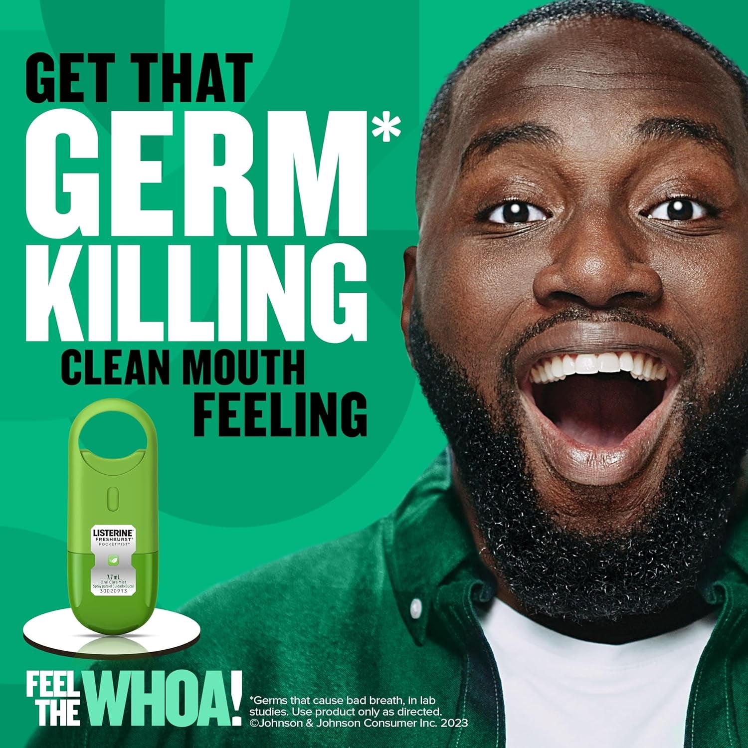 Freshburst Pocketmist Fresh Breath Oral Care Mist, Non-Aerosol Sugar-Free Minty Breath Refresher Spray to Kill 99% of Bad Breath Germs, Portable, Spearmint Flavor, 7.7 Ml, 6 Sprays