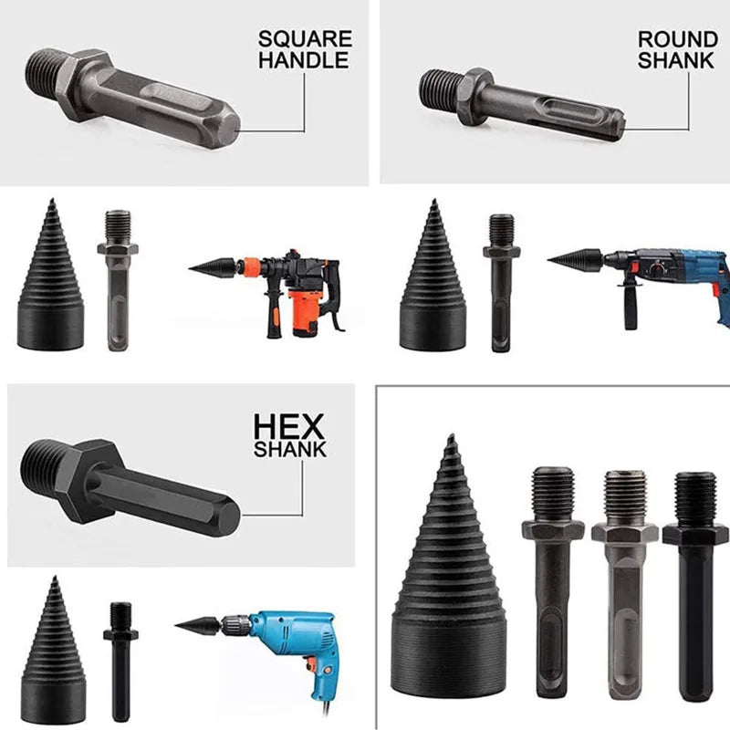 32Mm Wood Drill Bit Splitter Drill Hammer Drill Firewood Splitter Driller Square/Round/Hex Shank Drill Bit Split Drilling Tool