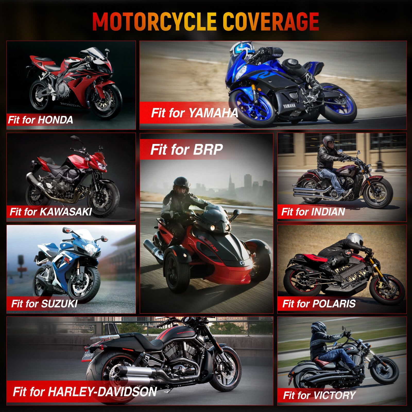 Motorcycle Diagnostic Tool Scanner Coding Fit for HARLEY POLARIS KAWASAKI YAMAHA