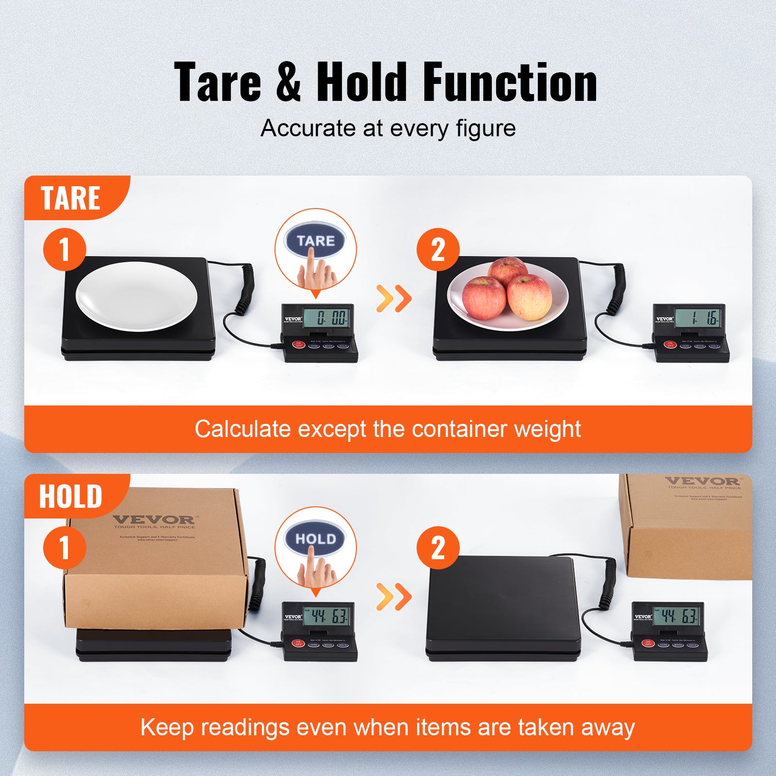 VEVOR Shipping Scale 110 Lbs/440 Lbs Digital Postal Scale AC/DC Package LCD