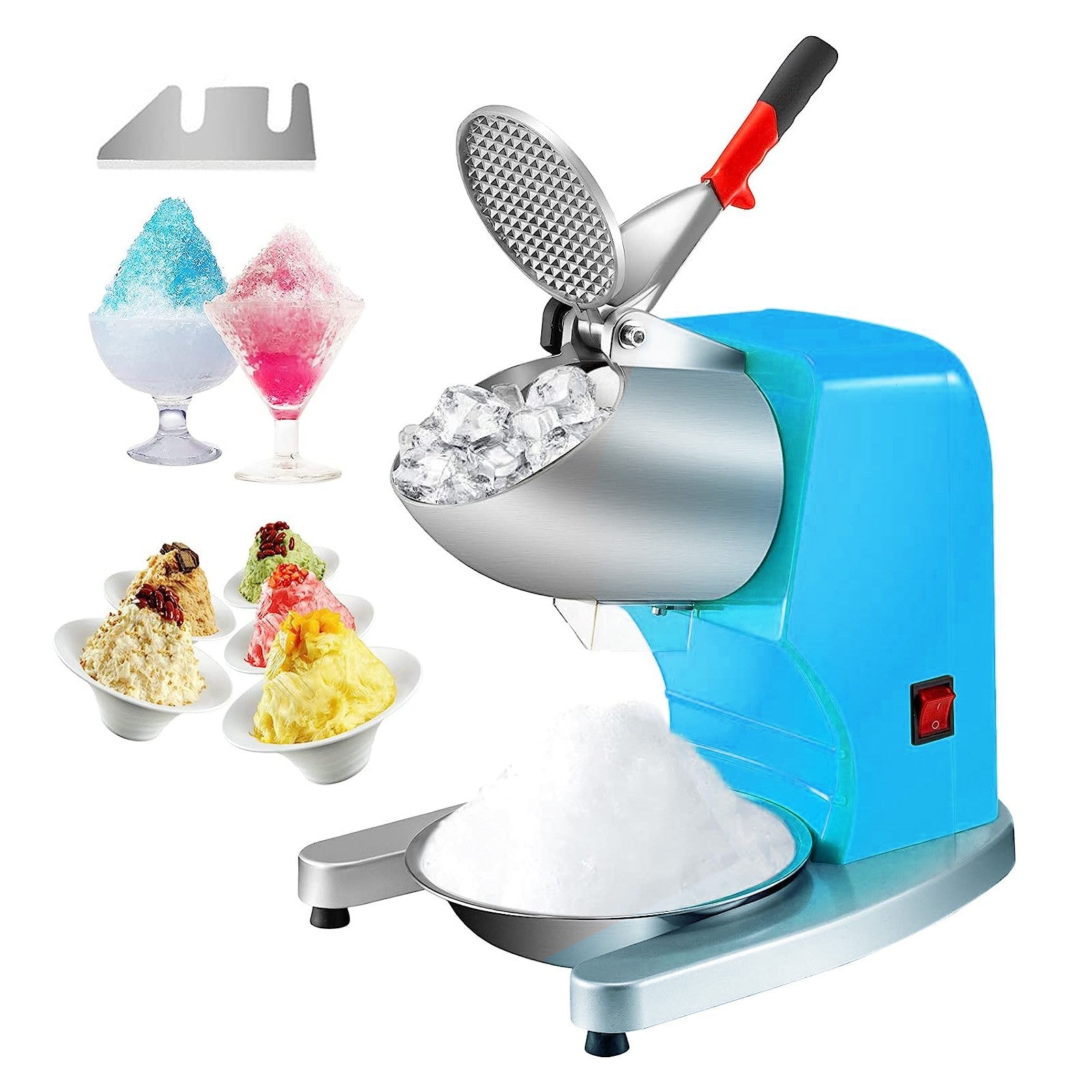 Electric Ice Crusher 220Lbs/Hr Snow Cone Machine Maker Shaved Ice 300W