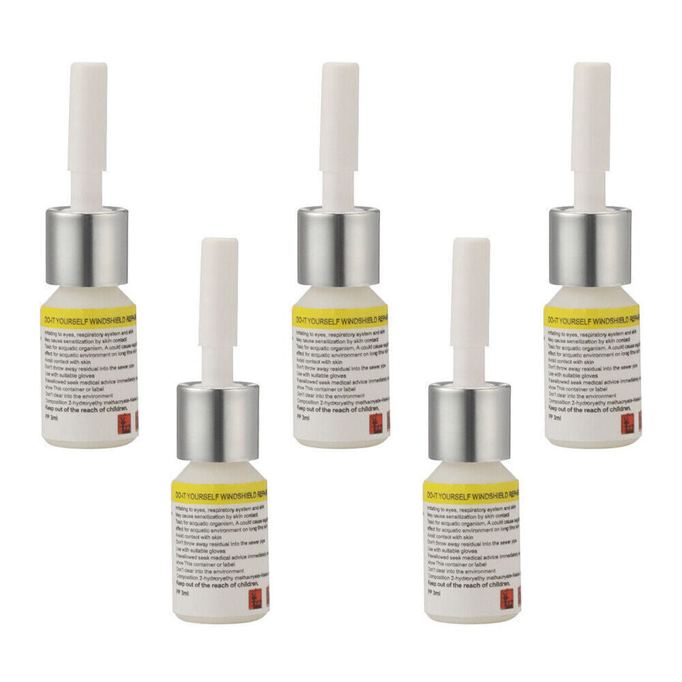 5 Pack White Auto Glass Nano Repair Fluid Car Windshield Resin Crack Tool Kit