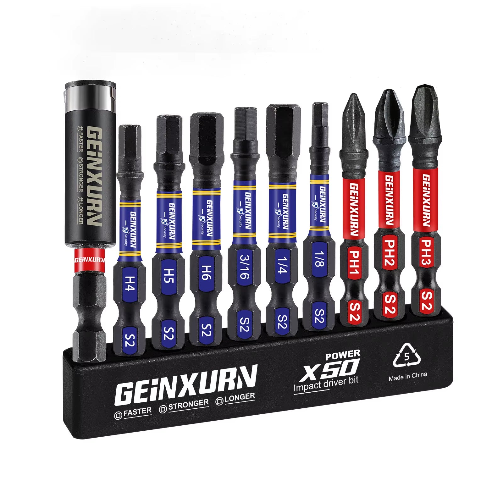 USA Warehouse Stock 10Pcs/Set 50Mm PH HEX High-Torque S2 Steel Drill Screwdriver Bits 60Mm Holder DIY Grade OEM/ODM