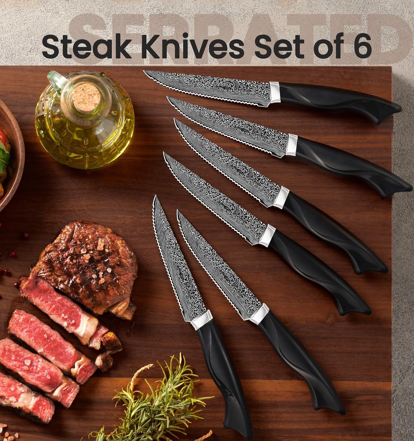 Knife Set, 5 Pieces Kitchen Knife Set with Built in Sharpener, High Carbon German Stainless Steel Knife Block Set, Dishwasher Safe