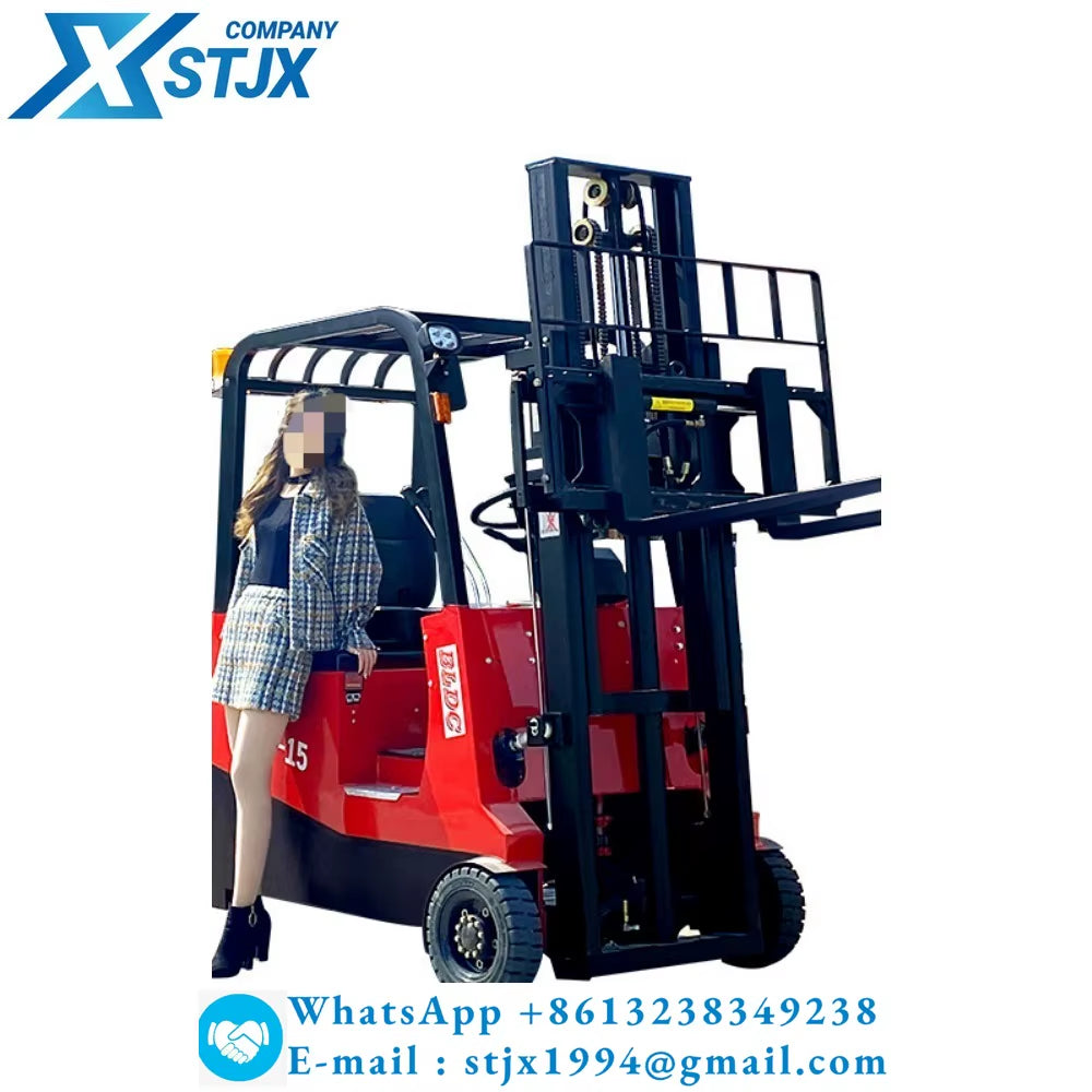 Three-Wheeled Ride on All Electric Forklift Three Point Lifting Hydraulic Stacker