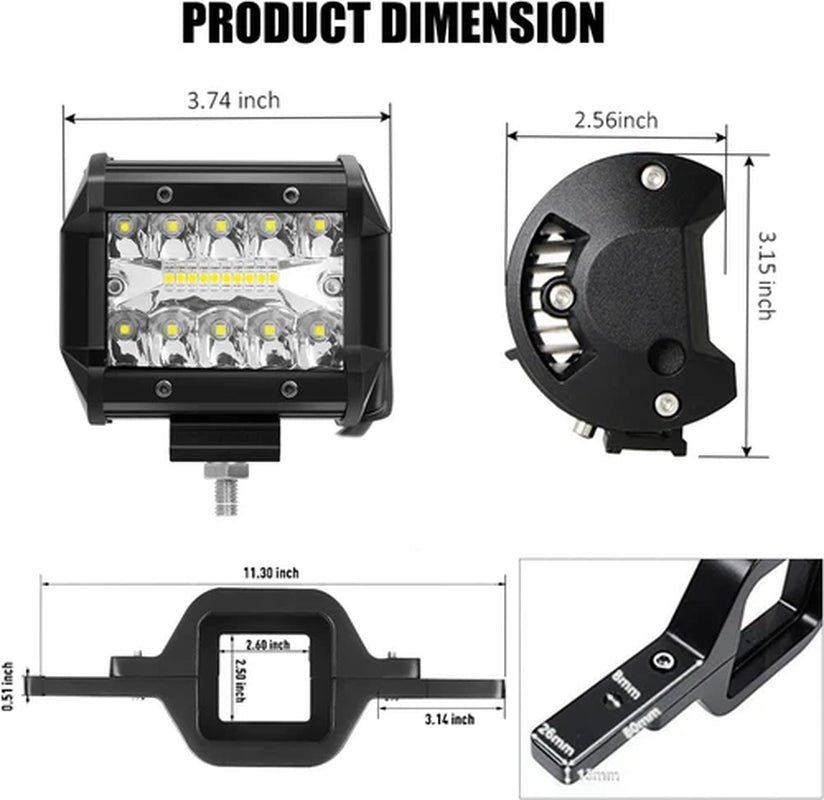 Tow Hitch Mounting Bracket +Tri-Row LED Work Light Pods Backup Reverse for Truck