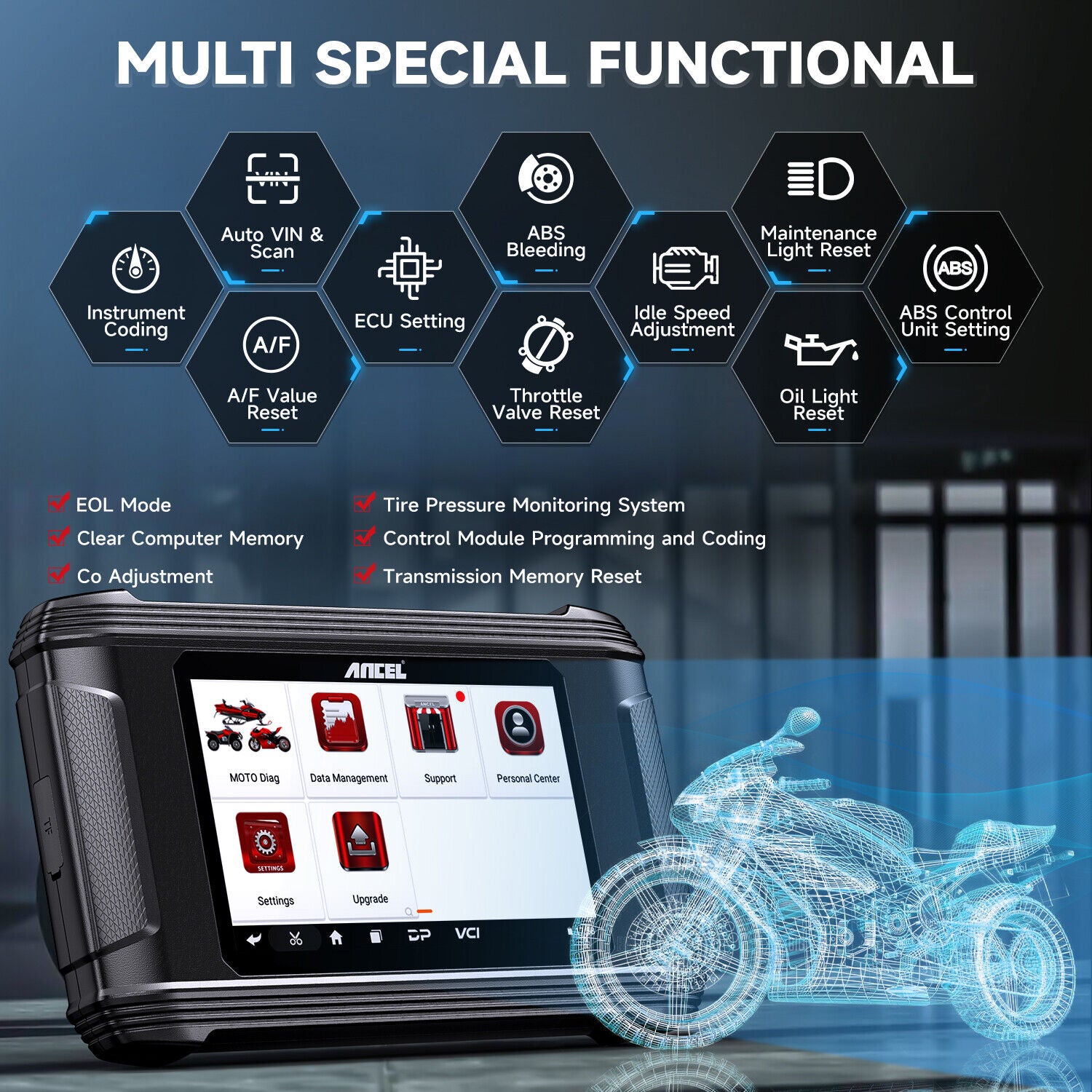 Motorcycle Diagnostic Tool Scanner Coding Fit for HARLEY POLARIS KAWASAKI YAMAHA