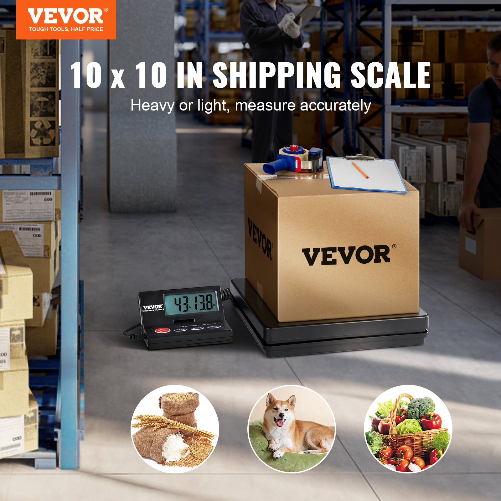 VEVOR Shipping Scale 110 Lbs/440 Lbs Digital Postal Scale AC/DC Package LCD
