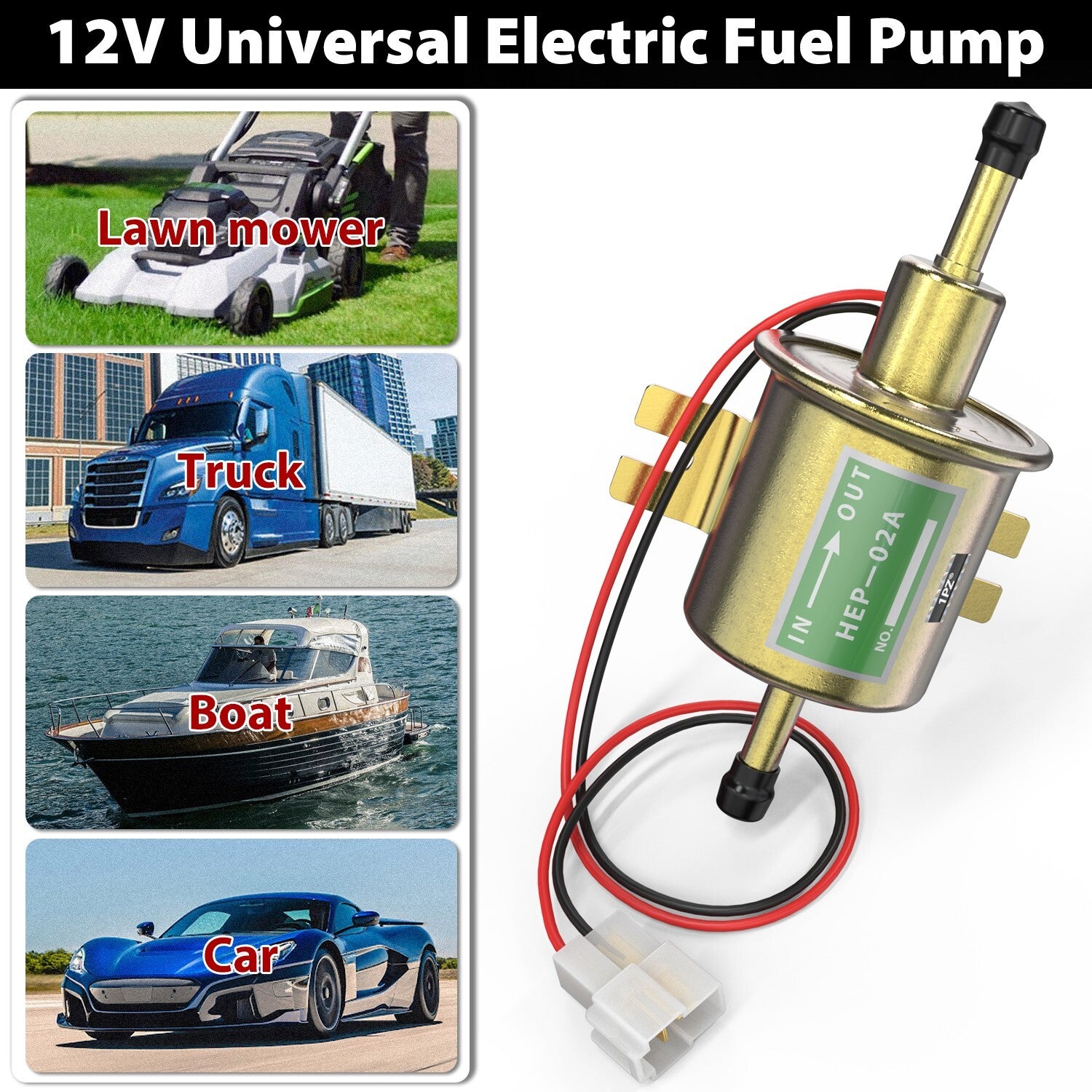 2 Packs 12V Electric Fuel Pump HEP-02A Universal Inline Low Pressure Gas Diesel