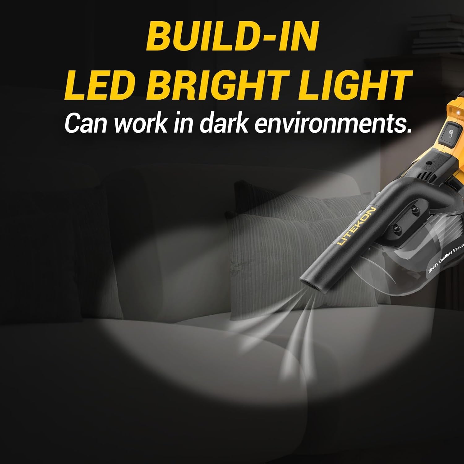 Cordless Vacuum Compatible with 𝗗𝗘-𝗪𝗔𝗟𝗧 20V Max Battery (No Battery), Handheld Battery Powered Vacuum Cleaner for Wood Floor, Carpet, Car Cleaning, 125AW (Tool Only)