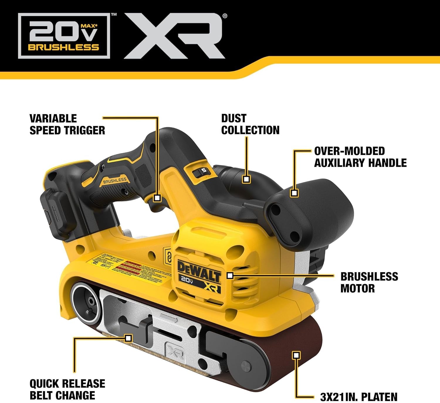 20V MAX* Belt Sander, Cordless, Brushless, Tool Only (DCW220B)