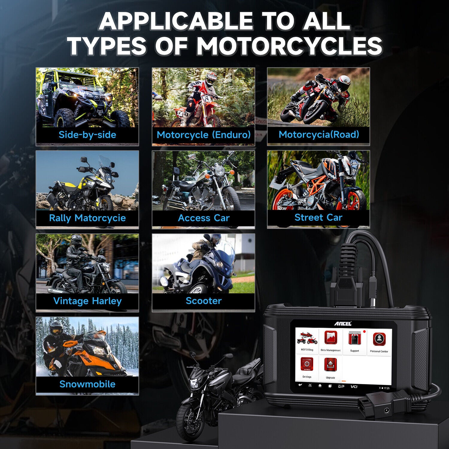 Motorcycle Diagnostic Tool Scanner Coding Fit for HARLEY POLARIS KAWASAKI YAMAHA