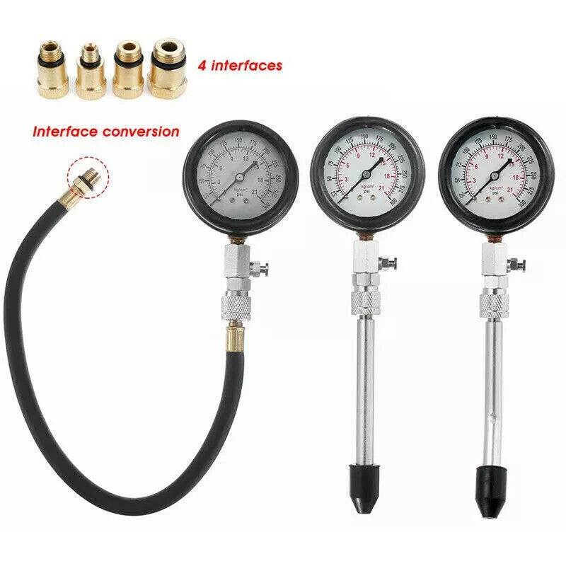 Engine Cylinder Compression Gauge Tester Kit Gas Engine Diagnostic Testing Tool.