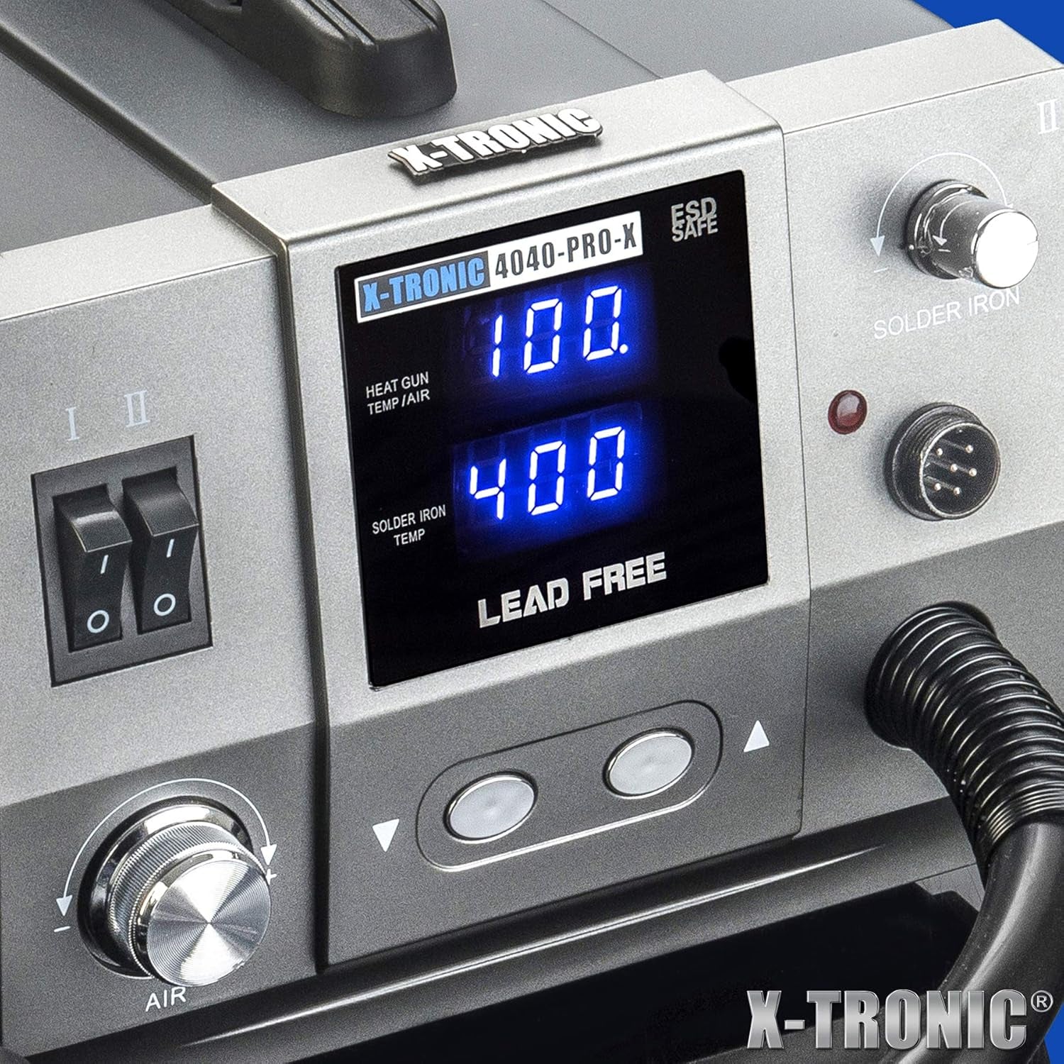 4040-PRO-X • Platinum Series • 700 Watt Hot Air Rework Soldering Iron Station • Brushless DC Vortex Blower Air System • C/F Conversion, 0-30 Min Sleep, Calibration & Auto Cool down Features!