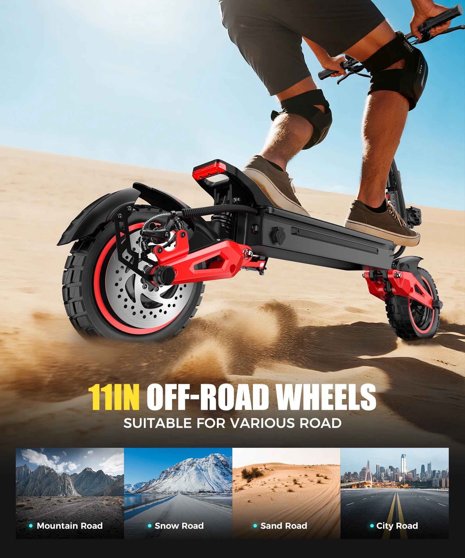 NEW 1600W Adult Foldable Electric Scooter Dual Brakes Long Endurance 11Inch Off-Road Tires High Performance Commute E-Scooter