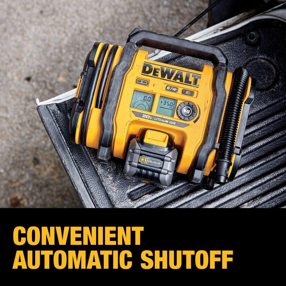 Tire Inflator Portable Air Compressor 20V MAX, Air Pump with Automatic Shut Off, LED Light, Tool Only (DCC020IB)