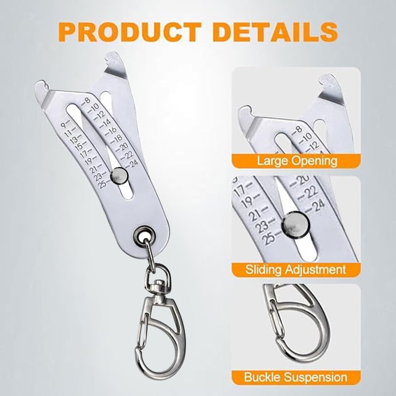 Bolt and Nut Identifier Gauge Size Gauge Precise Bolt Size Finder Keychain Tool