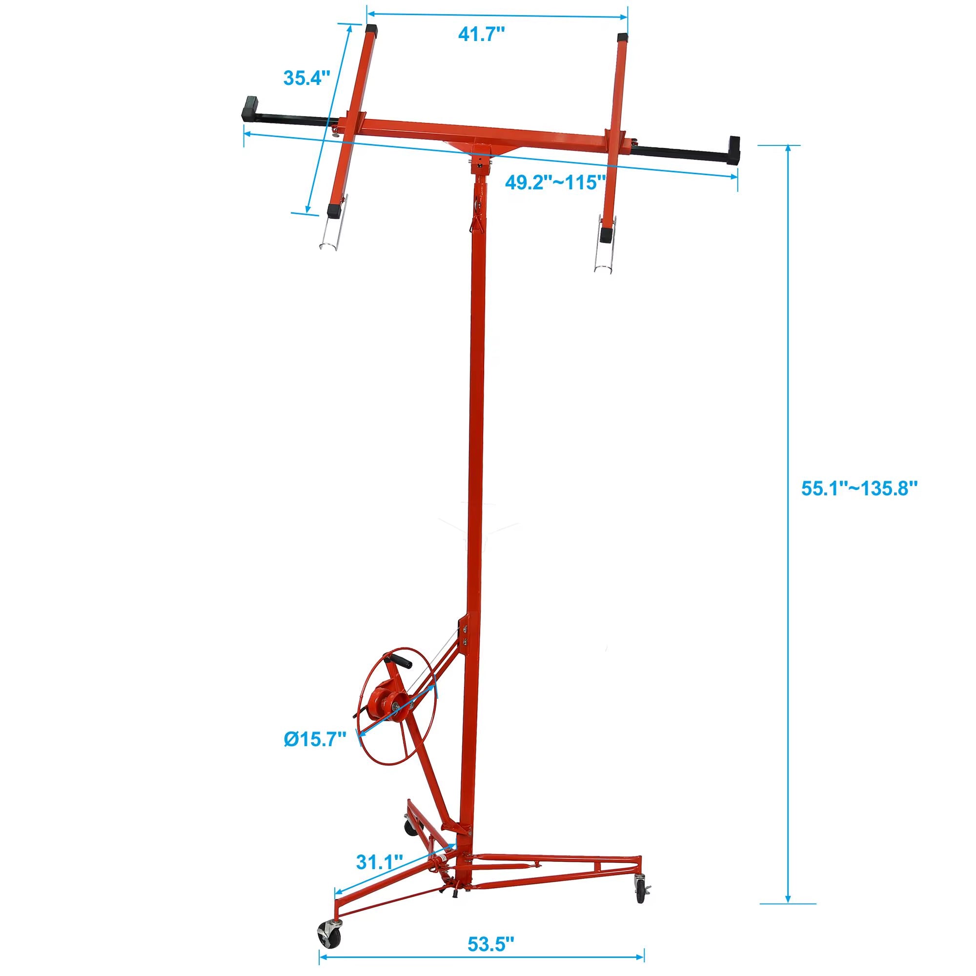 DB Red 11' Drywall Lift Panel Hoist Jack Lifter Drywall Lift Panel Construction Lifter