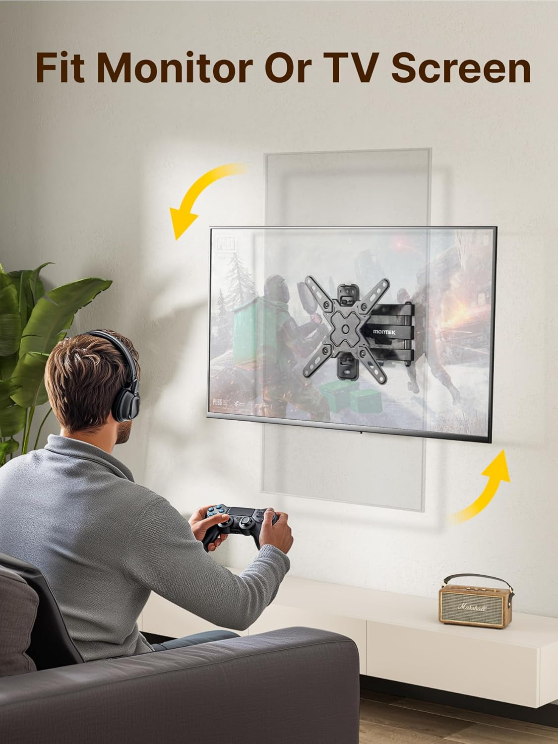 Full Motion TV Wall Mount Bracket for Most 13-43 Inch LED LCD Flat Screen Tvs & Monitors, Swivel Tilt Extension Rotation with Articulating Arms, TV Mount Max VESA 200X200Mm, up to 44Lbs