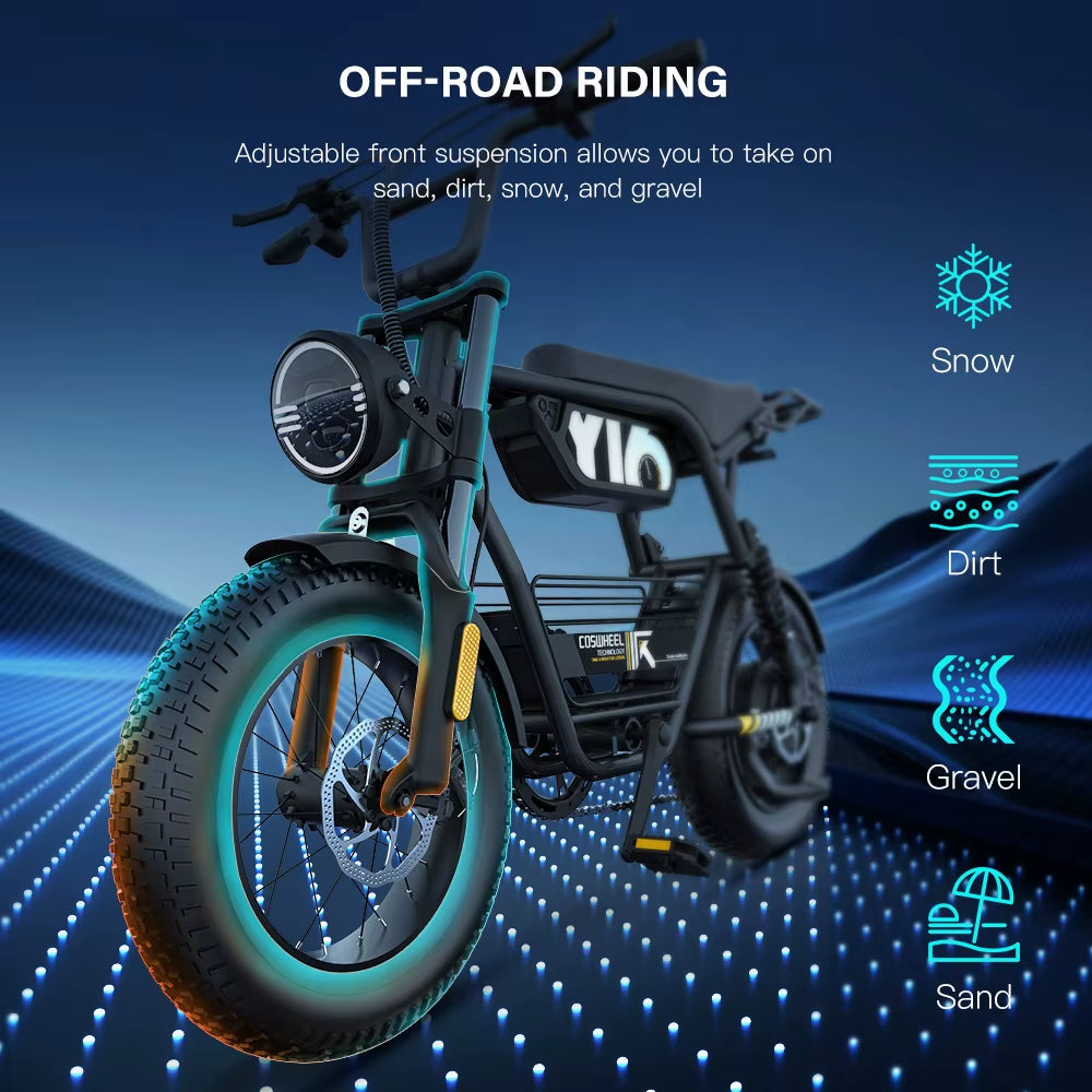 15Ah Battery Electric Fat Tire Bike COSWHEEL Y16 Available Now in Eu Usa Warehouse