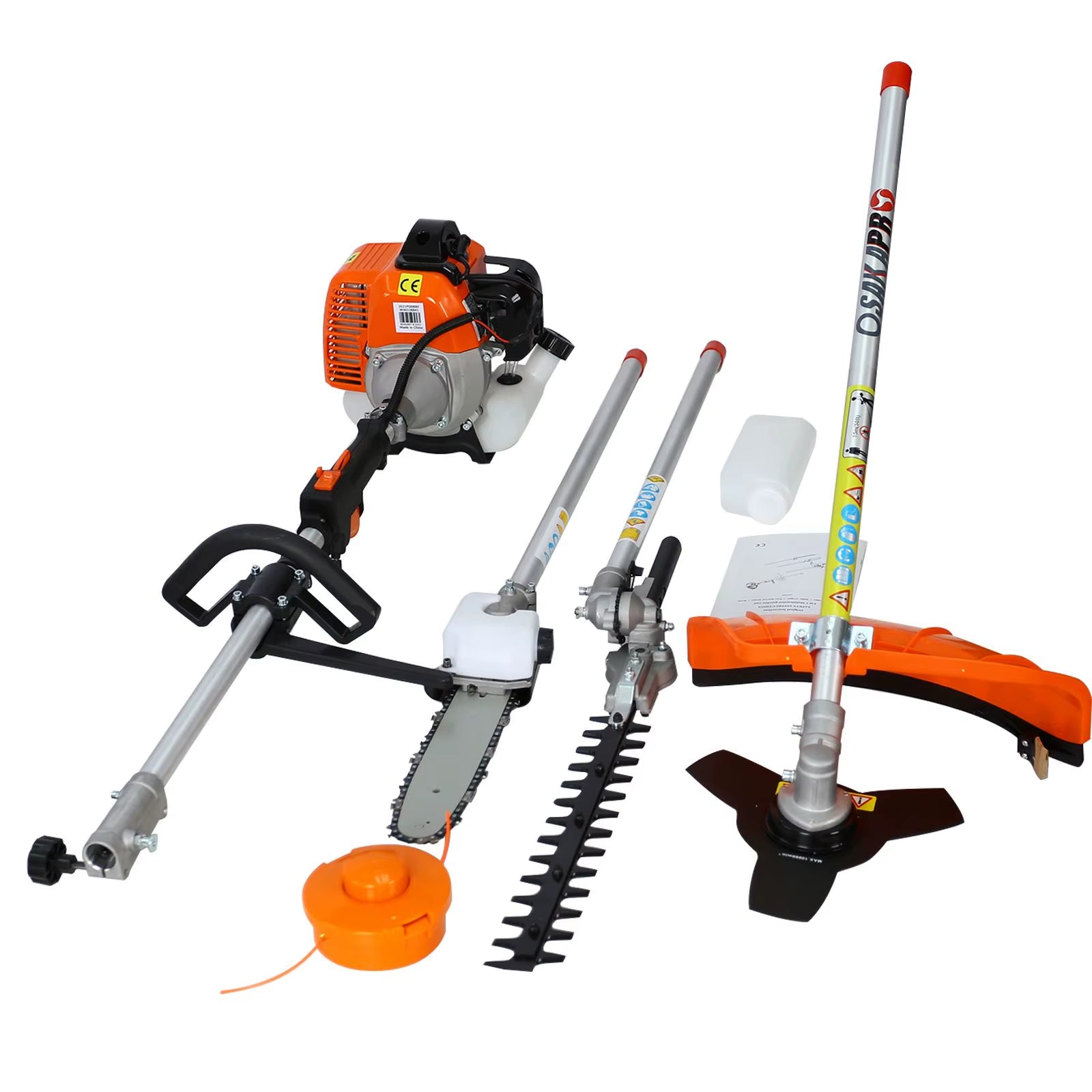 DB 4 in 1 33CC 2-Cycle Multi-Functional Garden Tool System 2-Cycle Gas Pole Saw Hedge Trimmer Grass Trimmer for Lawn Mowing